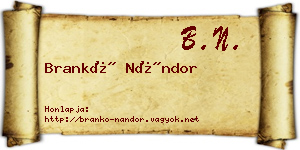 Brankó Nándor névjegykártya